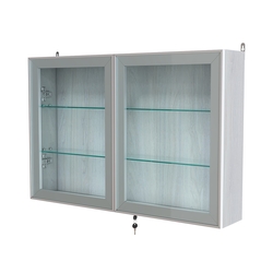 Витрина настенная №3-1А широкая со стеклянными полками серии Collecto, Ясень Анкор светлый