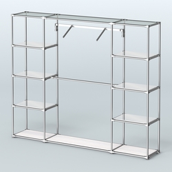 Торговая система ХРОМ без ДСП 2430 мм с зеркальными полками и поручнями №11, Ясень Анкор светлый