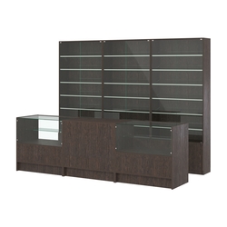 Комплект витрин с наклонными полками SL-6 №12 и прилавков ЭК-3, Дуб Венге