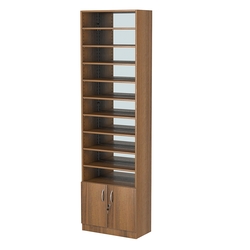 Стеллаж из ДСП с 9-ю полками 300x600 мм серии LEVEL-9 №5-2 (З/C - ЗЕРКАЛО), Орех