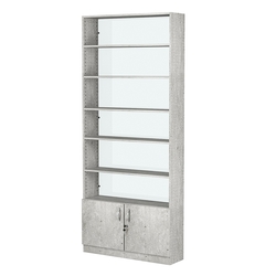 Стеллаж из ДСП с 5-ю полками 250x900 мм серии LEVEL-5 №11-1 (З/C - СТЕКЛО), Метрополитан Грей