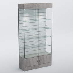Витрина СЕТЬ №3-П с экономпанелью и полками, Бетон Чикаго светло-серый F186 ST9