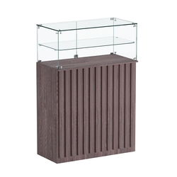 Торговый прилавок прямоугольный с планками и одной полкой ПРИЛИВ №2, Ясень Анкор темный