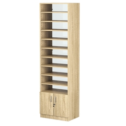 Стеллаж из ДСП с 9-ю полками 400x600 мм серии LEVEL-9 №7-1 (З/C - СТЕКЛО), Дуб Сонома