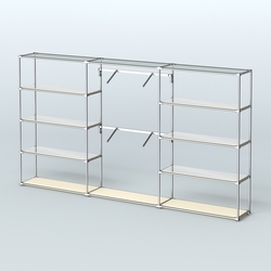 Торговая система ХРОМ без ДСП 3600 мм с зеркальными полками и поручнями №6, Крем Вайс