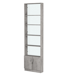 Стеллаж из ДСП с 4-мя полками 150x600 мм серии LEVEL-4 №2-1 (З/C - СТЕКЛО), Бетон Чикаго светло-серый F186 ST9