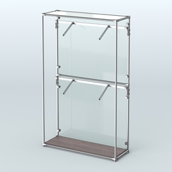 Торговая система ХРОМ (задняя стенка - стекло) 1200 мм с поручнями №3, Ясень Анкор темный