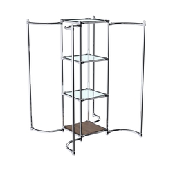 Хромированное вешало ВОЛНА №4-1 с полками стекло 6мм, Орех