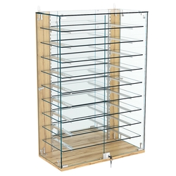 Витрина настенная НЕО №2-4 с зеркалом и девятью полками, Дуб Золотистый