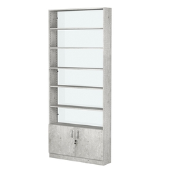 Стеллаж из ДСП с 5-ю полками 200x900 мм серии LEVEL-5 №10-1 (З/C - СТЕКЛО), Метрополитан Грей