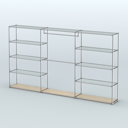 Торговая система ХРОМ без ДСП 3600 мм с прозрачными полками и поручнями №1, Дуб Сонома