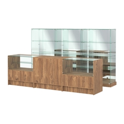 Комплект низких витрин ХП-07 и прилавков ЭК-3, Дуб Канзас коричневый