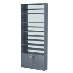 Стеллаж из ДСП с 10-ю полками 200x900 мм серии LEVEL-10 №10-2 (З/C - ЗЕРКАЛО), Темно-Серый