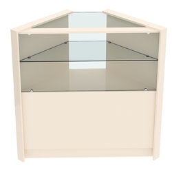 Прилавок из ДСП Модерн №6 угловой с прозрачной полкой, Крем Вайс