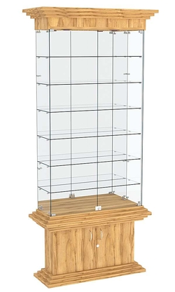 Витрина узкая с 6-ю полками и подсветкой КОЛОСС №32, Дуб Золотистый