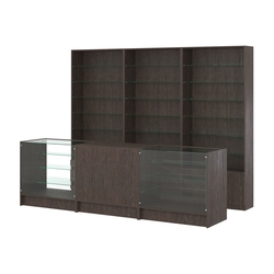 Комплект стеллажей со стеклянными полками U-6 №12 и прилавков ЭК-04, Дуб Венге