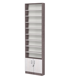 Стеллаж из ДСП с 8-ю полками 150x600 мм серии LEVEL-8 №2 (З/C - ДВП), Ясень Анкор темный + Ясень Анкор светлый