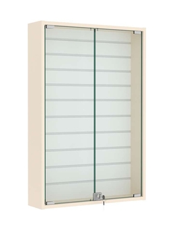 Витрина настенная №2-1Б с эконом панелью и стеклянными дверками, Крем Вайс