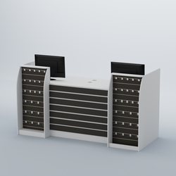 Ресепшен Атлант с накладными планками и экономпанелями №8, Белый и Черный