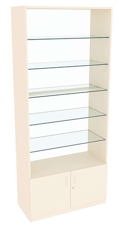 Витрина СЭСП-О №1-400 (З/C - Стекло) со стеклянными полками, Крем Вайс