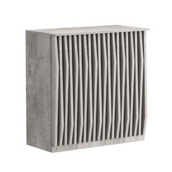 Торговый стол-прилавок широкий с планками серии ОРНАМЕНТ №20, Бетон Чикаго светло-серый F186 ST9