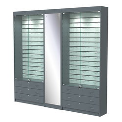 Комплект витрин под очки №10+1+10 (закрытый доступ), Темно-Серый