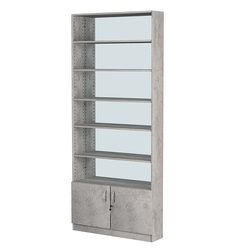 Стеллаж из ДСП с 5-ю полками 200x900 мм серии LEVEL-5 №10-2 (З/C - ЗЕРКАЛО), Бетон Чикаго светло-серый F186 ST9