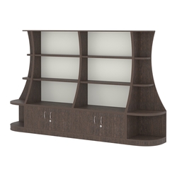 Пристенный низкий стеллаж ГАРАНТ №2, Дуб Венге + Белый