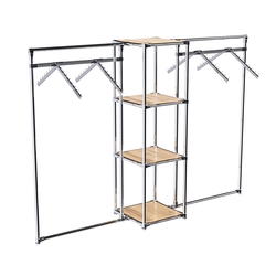 Хромированное вешало ГРАНЬ №2-3 с полками ДСП 16 мм, Дуб Золотистый