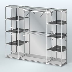 Торговая система ХРОМ (задняя стенка - зеркало) 2430 мм с тонированными полками и поручнями №11, Серый