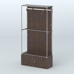 Торговая система ХРОМ (задняя стенка - ДСП) 1200 мм №4-4 с тумбой Т-21 и поручнями, Дуб Венге