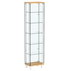 Витрина РОНДО с регулировочными полками №1-3-РЕГ на ножках (задняя стенка стекло), Дуб Золотистый