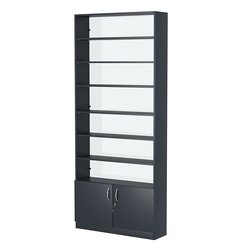 Стеллаж из ДСП с 6-ю полками 250x900 мм серии LEVEL-6 №11-1 (З/C - СТЕКЛО), Антрацит