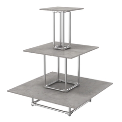 Торговый хромированный остров ПИРАМИДА №1 (полки ДСП 16мм), Бетон Чикаго светло-серый F186 ST9