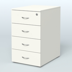 Тумба приставная для компактных столов 4 ящика с замком Тарли, Белый