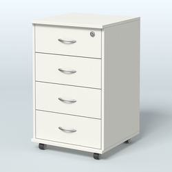 Тумба подкатная 4 ящика, цвет венге, Белый