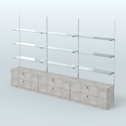 Система Neo Fix №8 со стеклянными полками и тумбами T-12, Метрополитан Грей