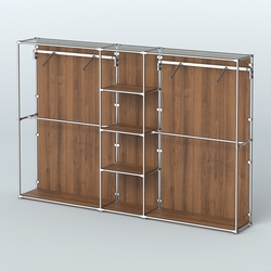 Торговая система ХРОМ (задняя стенка - ДСП) 3030 мм с полками ДСП и поручнями №12, Орех