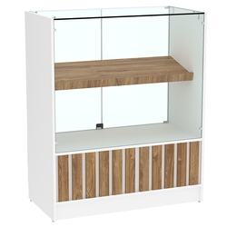 Прилавок серии "Смок" №6, Белый + Дуб Канзас коричневый