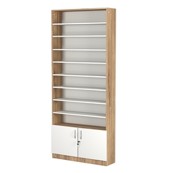 Стеллаж из ДСП с 8-ю полками 250x900 мм серии LEVEL-8 №11 (З/C - ДВП), Дуб Канзас коричневый + Белый