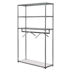 Хромированное вешало БАШНЯ №7-1 с полками Стекло 6мм (прозрачное), Ясень Анкор светлый - U31104