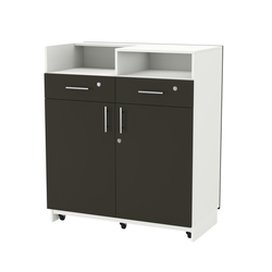 Кассовый прилавок "Диаманд" №9-1000 выкатной, ЛДСП белый + МДФ черный