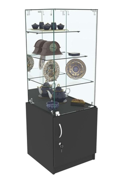 Торговый пристенный прилавок Зеркало с хромированными замками №306 (закрытый), Черный