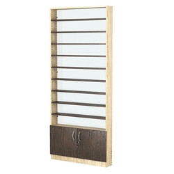 Стеллаж из ДСП с 10-ю полками 150x900 мм серии LEVEL-10 №9-1 (З/C - СТЕКЛО), Дуб Сонома + Дуб Венге