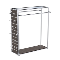 Хромированный стенд-вешало ETD-38 №1-4 (торец-ЭП) с полкой Зеркало 4мм, Дуб Венге