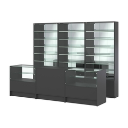 Комплект витрин с наклонными полками SL-6 №12-2 и прилавков ЭК-3, Черный