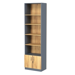 Стеллаж из ДСП с 4-мя полками 350x600 мм серии LEVEL-4 №6 (З/C - ДВП), Темно-серый и Дуб Золотистый