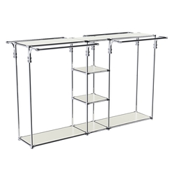 Хромированный стенд-вешало TD-50 №1-3 Хром с полками ДСП 16мм, Белый