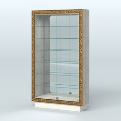 Низкая витрина с декором и узкими полками НБА-11, Метрополитан Грей + Белый