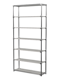 Пристенный торговый стеллаж  ЛАЙТ с пятью полками ДСП №2, Метрополитан Грей